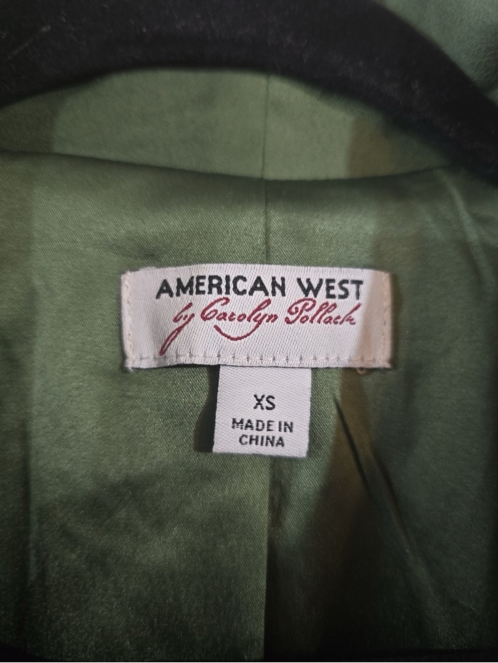 American West Carolyn Pollack Juniper Green Faux Suede Fringe Jacket XS - Picture 8 of 13